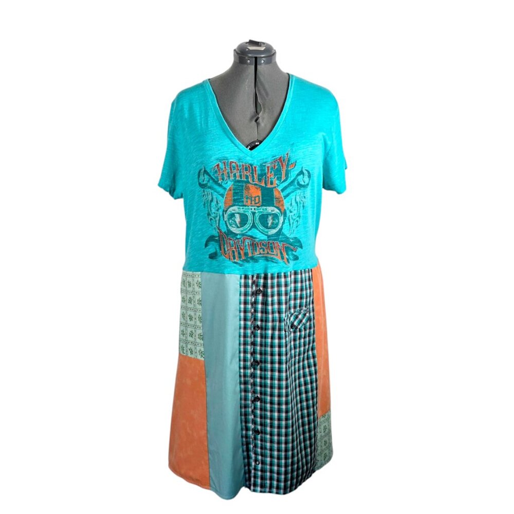 Upcycled Harley Davidson Patchwork Tee Dress 2x - image 7